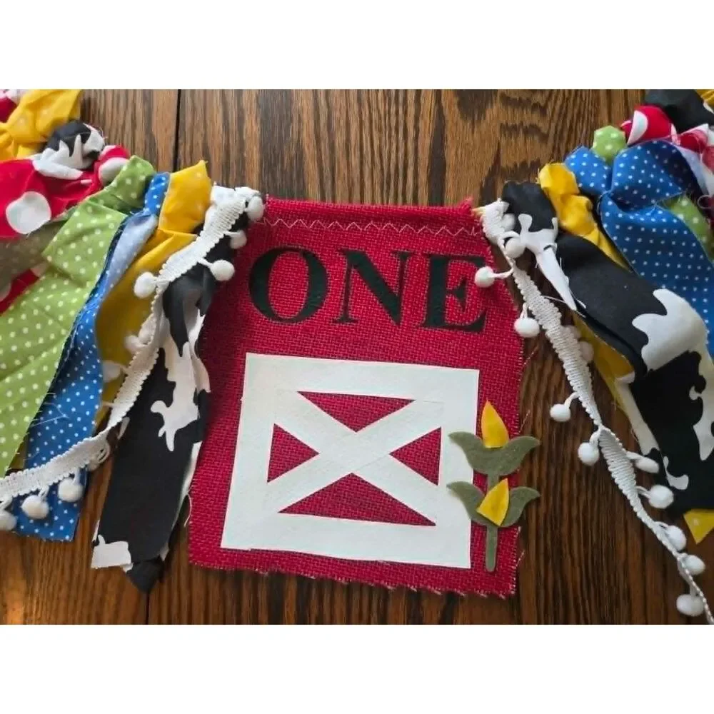 Etsy Farm Barn 1st Birthday High Chair Banner | ONE | Highchair | Barnyard